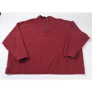 Tommy Bahama Pullover Mens 3XB Red Quarter Zip Cotton Sweater Big Tall